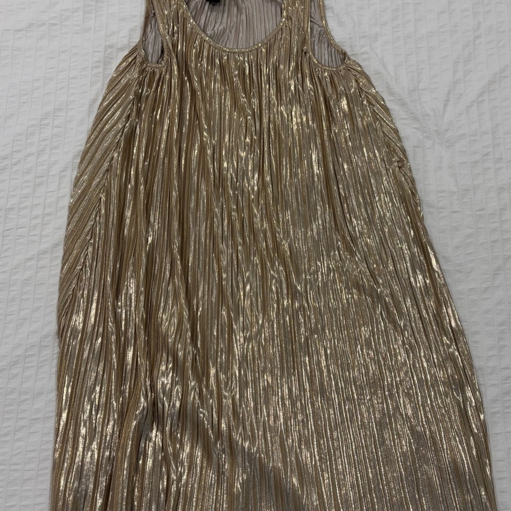 H&M Metallic Gold Pleated Dress